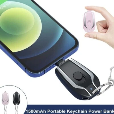 MINI POWER BANK EMERGENZA 1500MAH PORTACHIAVI CARICABATTERIE PORTATILE ANDROID - Immagine 1 di 4