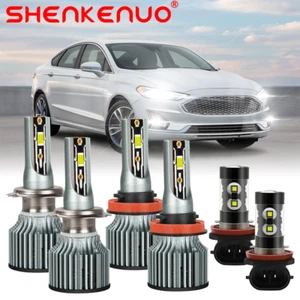 For Ford Fusion 2006-2018 LED Headlight Bulbs High Low Beam + Fog Light Kit 6Pcs - Foto 1 di 17