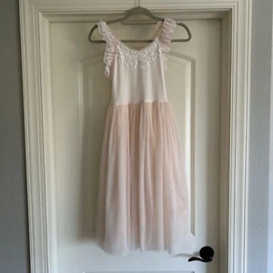NWOT Dollcake Butterfly Dreams Girls Lace Tulle Party Formal Dress, Blush, 7  - Picture 1 of 6