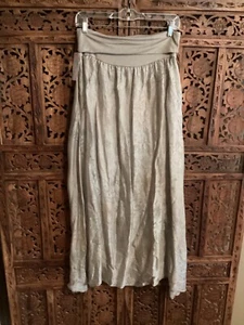 NWT New Collection Italy women's maxi skirt fold over waist taupe floral sz S/M - Picture 1 of 7