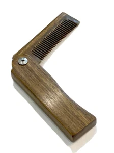 Green Sandalwood Folding Beard Comb - Picture 1 of 3