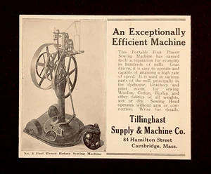 Máquina de coser Tillinghast 1921 publicidad pie eléctrico impresión antigua AD - Imagen 1 de 2