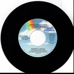 CONWAY TWITTY WHO'S GONNA KNOW/PRIVATE PART OF MY HEART 45RPM VINYL - Picture 1 of 1