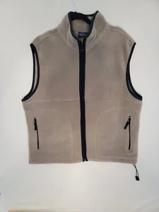 Basic Editions Fleece Vest Men's Size Large Brown Zipper Polyester Pockets  - Picture 1 of 8