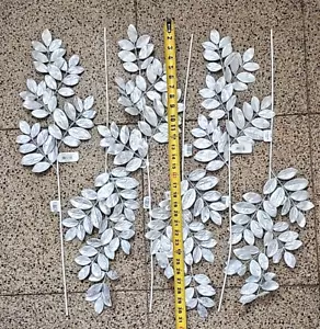 Christmas Tree Picks Leaf Branches Silver & Glitter Set of 6 - Picture 1 of 5