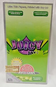 1 Box of 24 Packs Juicy Jay Superfine White Grape 1 1/4 Packs With Free Shipping