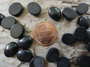Cabochon Gem Stone Black Stone 10mm x 12 mm Oval (Pkg 20) - Picture 1 of 5