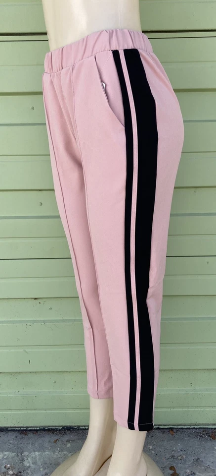 Zara Pink Jogging Pants Trousers With Side Stripes XL 6784xl