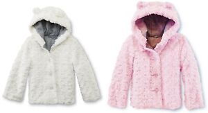 Faux Fur Jacket Size 3T-4T Toddler Girls Hood Bear Ears Hoodie Winter Dress Coat