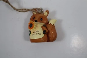 ETOP Happy Fall Y'all FOX STATUINA ORNAMENTO intero - Foto 1 di 2