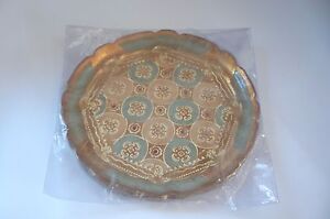 DECORATIVE HANDMADE WOODEN FLORAL PLATE WITH GOLD LEAF