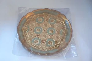 DECORATIVE HANDMADE WOODEN FLORAL PLATE WITH GOLD LEAF - Picture 1 of 3