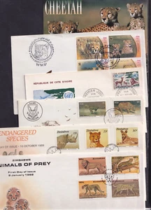 Löwen Geparden Auswahl FDC Australien Elfenbeinküste Persien Südafrika Simbabwe - Bild 1 von 19