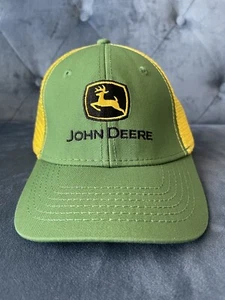 John Deere Youth Hat Cap Ballcap Green Yellow Black Embroidered Hook Loop Adjust - Picture 1 of 12