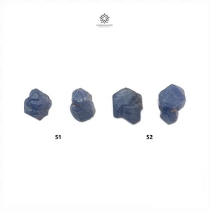 Natural Untreated Blue Sapphire Healing Gemstone Rough Crystal Specimen 2pcs Set - Picture 1 of 11