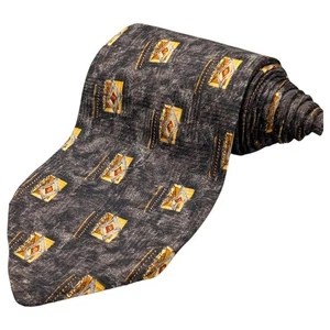 Robert Talbott Best of Class Tie Mens 58" Silk Black Yellow Geometric USA VTG - Picture 1 of 8
