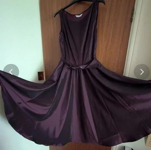 Vintage 1940s 50s style Purple Satin Evening Ball Gown Dress Hollywood Glamour! - Picture 1 of 5