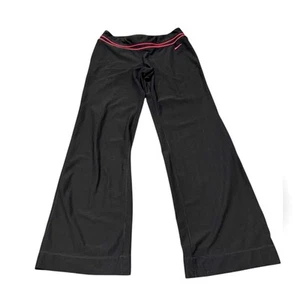 NIKE DRI FIT Solid Black Pink Stripe Activewear Flare Pants Womens Size Medium - Picture 1 of 3