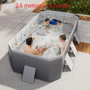 2.6 Above Ground Swimming Pool Rectangular Adult Kiddie Pool Outdoor Garden Pool - Picture 1 of 9