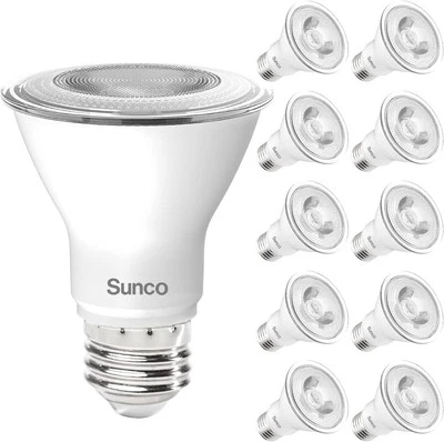 Sunco 10 Pack PAR20 LED Bulbs 50W Equivalent 7W Dimmable, 2700k Soft White  - Image 1 of 4
