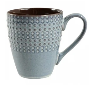 Mikasa Gourmet Basics Riley Mug Cup Set of 7 Coffee Tea Mugs Cups Blue Brown EUC - Picture 1 of 1