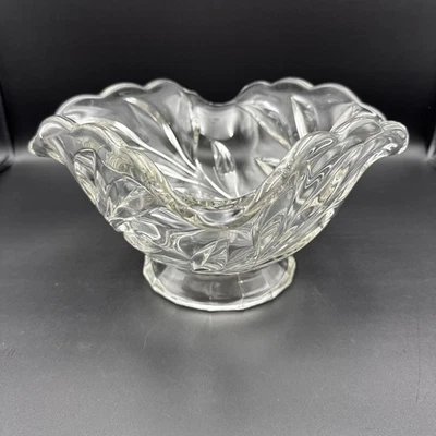 Centro de mesa ponche grande vintage Indiana Glass Willow de 10,5" para servir frutas Foto 1 de 4