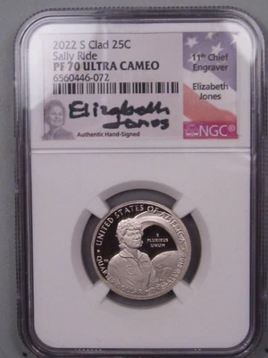 2022-s Clad 25¢ Sally Ride Quarter NGC PF70 Ultra Cameo Signed-Jones. #15 - Image 1 of 4