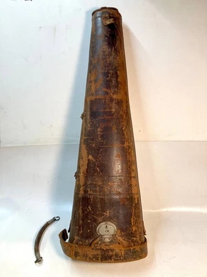 Estuche de violín antiguo raro de cuero en relieve con forma cónica Foto 1 de 4