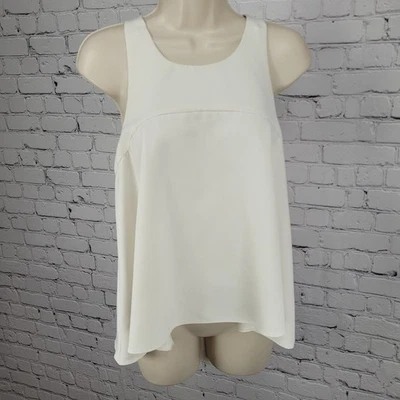 Camiseta sin mangas Milly Marfil Blanca Alta Baja Espalda Cremallera Elastizada Espalda Corredora EE. UU. Pequeña S Foto 1 de 4