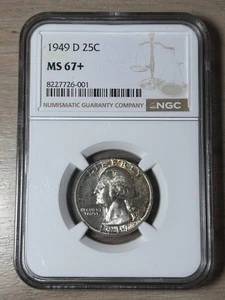 1949 D Washington Quarter 25c NGC MS 67+ Colorful Toning Plus Grade - Picture 1 of 4