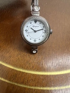 Brighton Roseville Crystal Geometric Link Silver Plate Watch New Battery Working - Picture 1 of 9