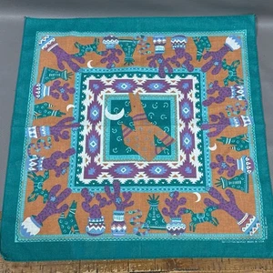 Vintage heulender Kojote Kaktus Southwestern Bandana Taschentuch Made in USA - Bild 1 von 3