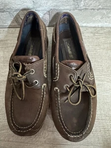 Timberland Clásico 2 Ojos Bote Zapato Marrón Grano Completo Cuero Para Hombre Talla 8 - Imagen 1 de 8