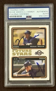 Rickie WEEKS J.J. HARDY Dual Signed 2005 Topps Brewers Future Stars Card PSA RC - Picture 1 of 2