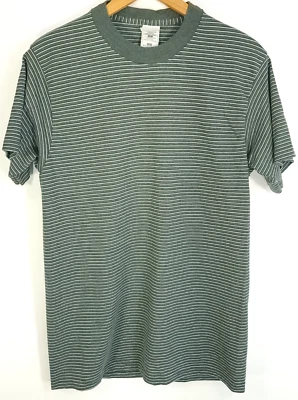 Vtg Fruit of The Loom T-Shirt Men's Large Green White Striped USA - Image 1 of 4