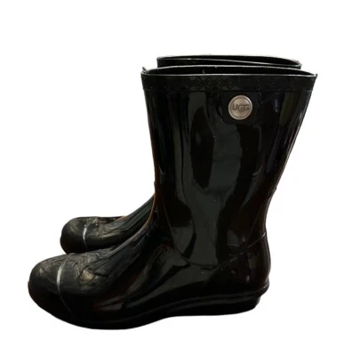 UGG Shaye Black Rubber Tall Mid-Calf Rain Winter Boots Women’s 10 - Image 1 of 4