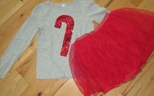 Crazy 8 sequin candy cane top & red tulle tutu skirt 14 holiday Christmas - Picture 1 of 2