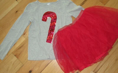 Crazy 8 lentejuelas caña de caramelo top y tul rojo tutú falda 14 vacaciones Navidad Foto 1 de 2