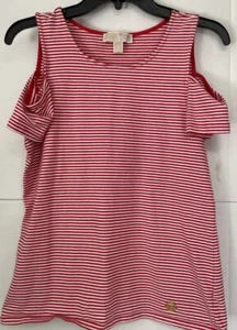 MICHAEL KORS womens open shoulder stripe red white size medium - Picture 1 of 4