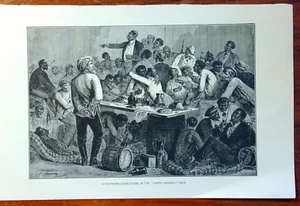 Original 19th Century Print - A SOUTHERN LEGISLATURE IN THE "CARPET-BAGGER" DAYS - Picture 1 of 3