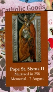 Pope Saint Sixtus II - 2" x 3 1/2" Heavy Paperstock Holy Card - Picture 1 of 2