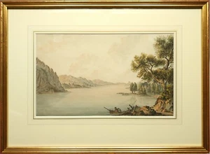 PINTURA ACUARELA ANTIGUA FRANZ KAISERMANN, PESCADOR EN LAGO, LISTADA A 39 K £ - Imagen 1 de 24