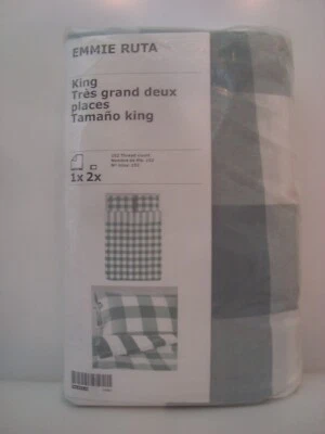 Funda nórdica verde IKEA Emmie Ruta Gingham KING con 2 fundas de almohada a cuadros Foto 1 de 4