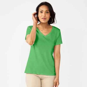 Damen Croft & Barrow Essential V-Neck Tee Fresh Spearmint Gr. M, L, XXL - Bild 1 von 3
