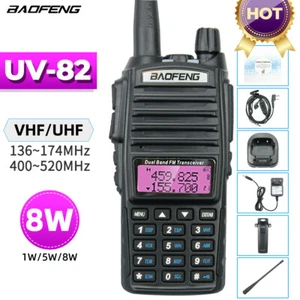 Baofeng UV-82 Walkie Talkie 8 Watt/2800mAh/ FM Transceiver Dual Band 2-Way Radio - Picture 1 of 12