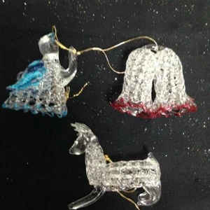 Handcrafted, 3pc Spun Glass Christmas Ornaments #6 - Picture 1 of 8