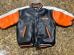 Boy's Harley Davidson Iconic Faux Leather Letterman Jacket 18 Month Jacket - Picture 1 of 17