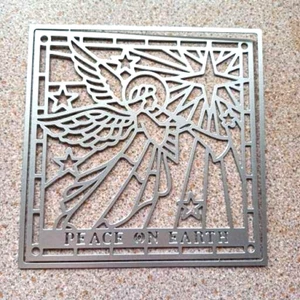 Troquel de corte de metal Peace on Earth en forma cuadrada 12 cms de diámetro NUEVO - Imagen 1 de 2