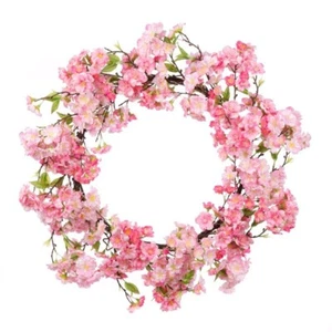 Faux Silk Spring Blossom Wreath 60cm/24 Inches Wide Pink - Picture 1 of 1