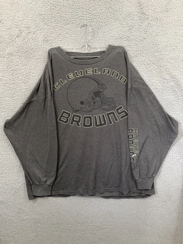 Cleveland Browns Shirt Mens 3XL XXXL Gray Long Sleeve NFL Football Cotton Casual Cover